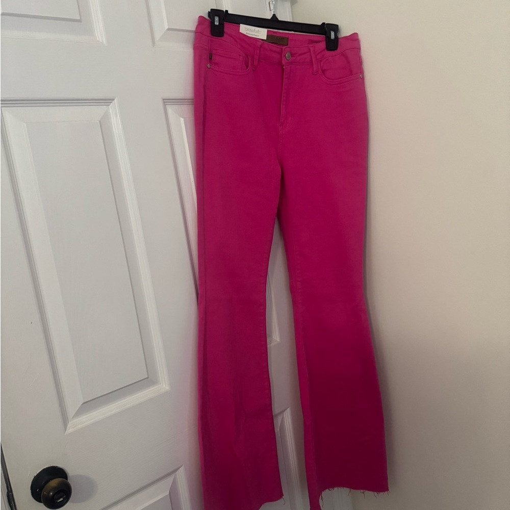 Bright Pink Flare Jeans